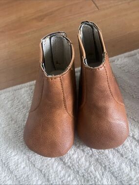 Baby Chelsea Booties in Tan Faux Leather